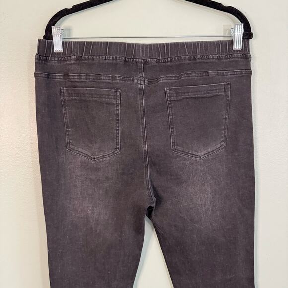 GALINA'S Denim Jeggings Womens XL Jean Pull On Raw Hem Studded Slit Black NWT - Picture 4 of 9